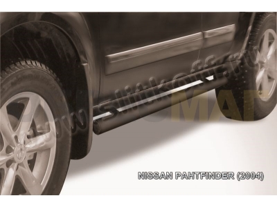 Пороги труба 76 мм чёрная для Nissan Pathfinder № NIP008B