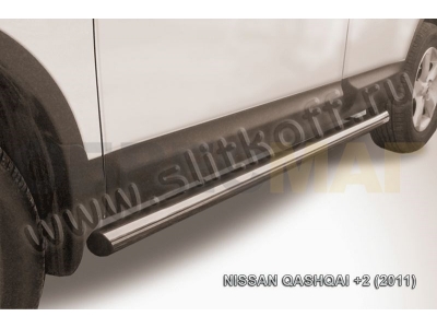Пороги труба 76 мм серебристая для Nissan Qashqai +2 № NIQ211-006S
