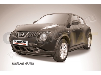 Защита переднего бампера 57 мм чёрная Slitkoff для Nissan Juke 2WD 2010-2018