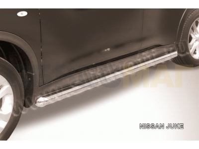 Пороги труба 57 мм серебристая Slitkoff для Nissan Juke 2WD 2010-2018
