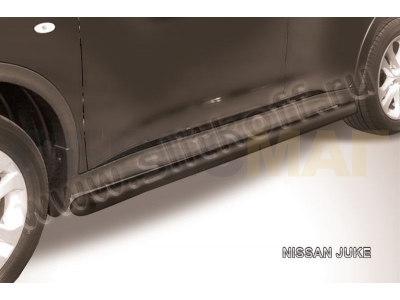 Пороги труба 57 мм чёрная Slitkoff для Nissan Juke 4WD 2010-2018