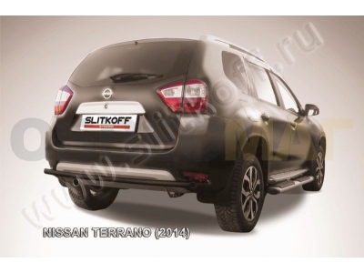 Защита заднего бампера 42 мм чёрная Slitkoff для Nissan Terrano 2014-2021