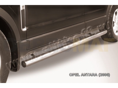 Пороги труба 76 мм серебристая для Opel Antara № OPAN007S