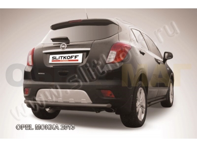 Защита заднего бампера 57 мм радиусная чёрная Slitkoff для Opel Mokka 2012-2021