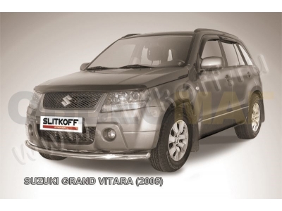 Защита переднего бампера 57 мм серебристая Slitkoff для Suzuki Grand Vitara 2005-2007