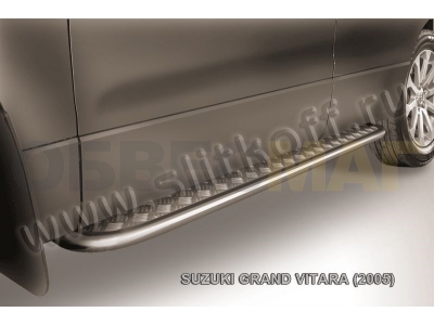 Пороги с площадкой алюминиевый лист 42 мм для Suzuki Grand Vitara № SGV05012