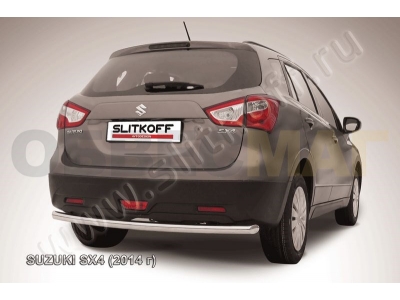 Защита заднего бампера 57 мм серебристая Slitkoff для Suzuki SX4 2013-2021