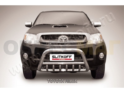 Кенгурятник 57 мм низкий с защитой картера Slitkoff для Toyota Hilux 2005-2011