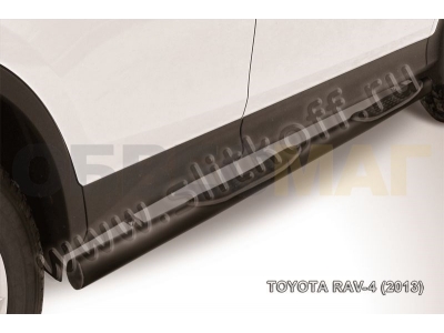 Пороги труба с накладками 76 мм чёрная для Toyota RAV4 № TR413-007B