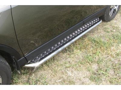 Пороги с площадкой алюминиевый лист 57 мм усиленные для Toyota RAV4 № TR415-004