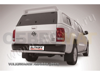 Защита заднего бампера 57 мм серебристая Slitkoff для Volkswagen Amarok 2010-2016