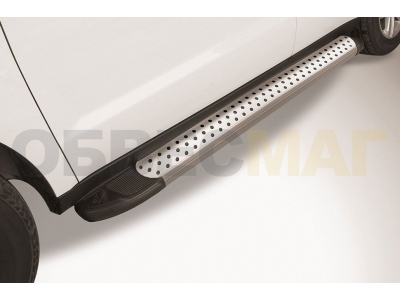 Пороги алюминиевые Slitkoff Standart Silver 1700 серебристые для Geely Emgrand X7 № AL-GAFX71605