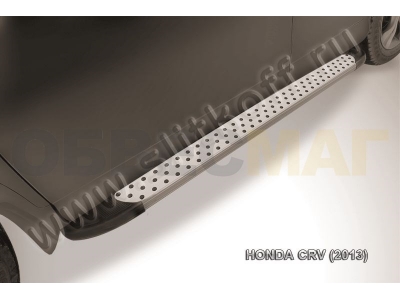 Пороги алюминиевые Slitkoff Standart Silver 1700 серебристые для Honda CR-V № AL-HCRV13005