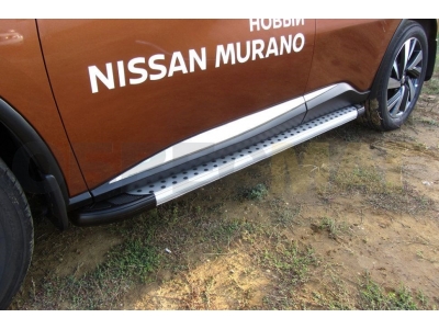 Пороги алюминиевые Slitkoff Standart Silver 1800 серебристые для Nissan Murano № AL-NIM16005