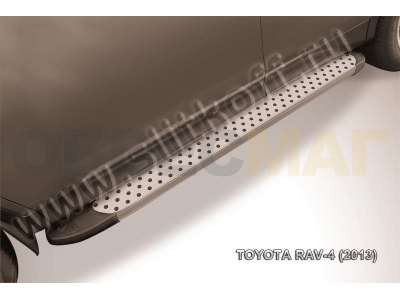 Пороги алюминиевые Slitkoff Standart Silver 1700 серебристые для Toyota RAV4 № AL-TR413005