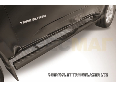 Пороги труба с накладками 76 мм чёрная для Chevrolet TrailBlazer № CHTB12-007B