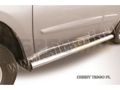 Пороги труба 76 мм серебристая для Chery Tiggo FL № CT-FL-005S