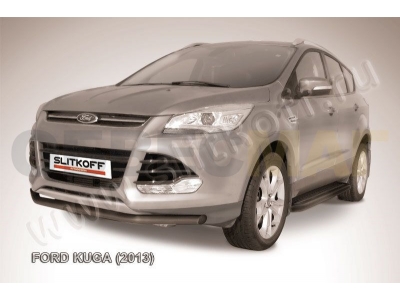 Защита переднего бампера 57 мм чёрная Slitkoff для Ford Kuga 2013-2016