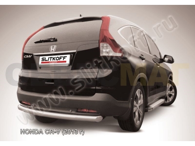 Защита заднего бампера 76 мм радиусная Slitkoff для Honda CR-V 2012-2015