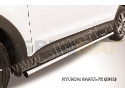 Пороги труба 57 мм серебристая для Hyundai Santa Fe № HSFT12-008S