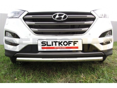 Защита переднего бампера 57 мм Slitkoff для Hyundai Tucson 2015-2018