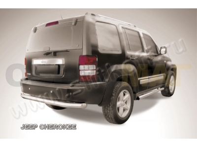 Защита заднего бампера 76 мм серебристая Slitkoff для Jeep Cherokee 2014-2018