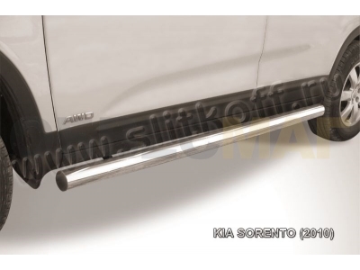 Пороги труба 76 мм серебристая для Kia Sorento № KS10-007S