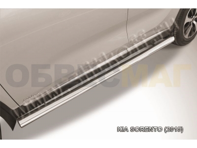 Пороги труба 76 мм серебристая для Kia Sorento № KS15-005S