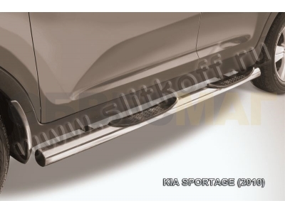 Пороги труба с накладками 76 мм серебристая для Kia Sportage № KSP010-008S