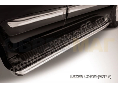 Защита штатных порогов 57 мм Slitkoff для Lexus LX-570 2012-2021