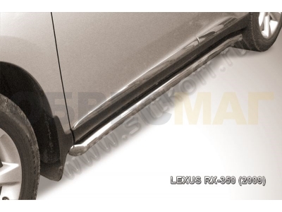 Пороги труба 57 мм с гибами серебристая Slitkoff для Lexus RX-270/350/450 2009-2012