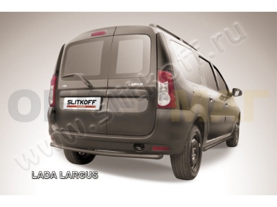 Защита заднего бампера 42 мм чёрная Slitkoff для Lada Largus 2012-2021