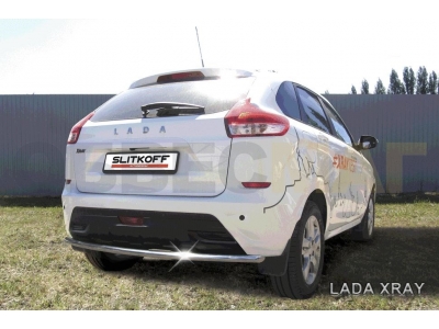 Защита заднего бампера 42 мм Slitkoff для Lada XRay 2016-2021