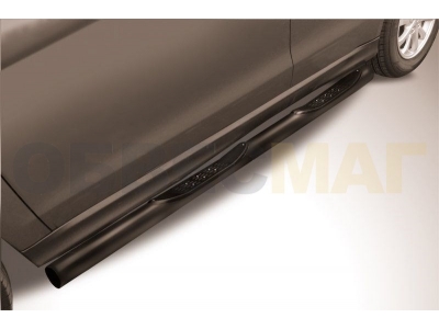 Пороги труба с накладками 76 мм чёрная для Mitsubishi ASX № MAS14-008B