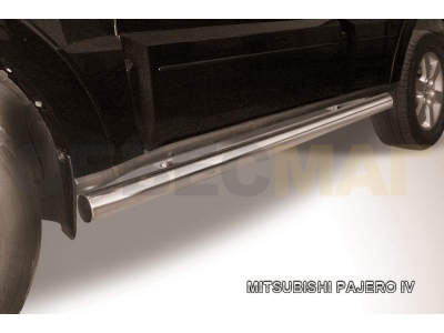 Пороги труба 76 мм серебристая для Mitsubishi Pajero 4 № MPJ012S