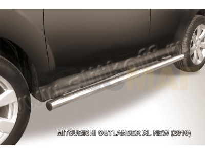 Пороги труба 76 мм серебристая для Mitsubishi Outlander № MXL009S