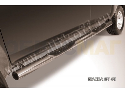 Пороги труба с накладками 76 мм серебристая для Mazda BT-50 № MZB011S