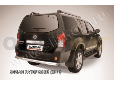 Защита заднего бампера 76 мм Slitkoff для Nissan Pathfinder 2010-2014