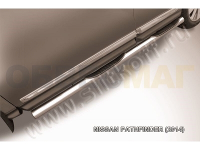 Пороги труба с накладками 76 мм серебристая для Nissan Pathfinder № NIP14-008S