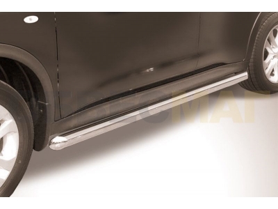 Пороги труба 57 мм серебристая Slitkoff для Nissan Juke 4WD 2010-2018