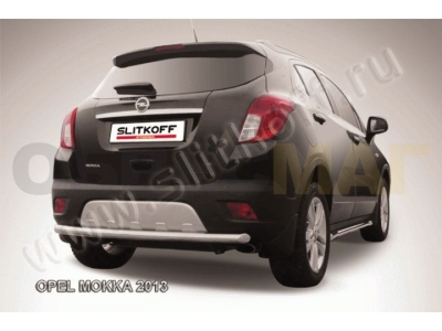 Защита заднего бампера 57 мм радиусная серебристая Slitkoff для Opel Mokka 2012-2021