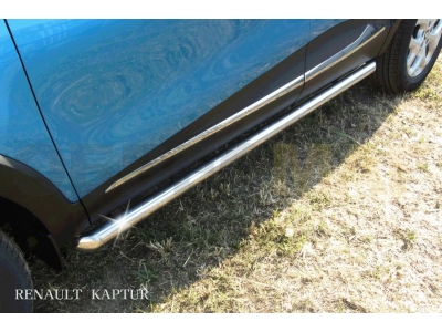 Пороги труба 57 мм серебристая для Renault Kaptur 2WD № RK2WD007S