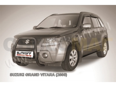 Кенгурятник 57 мм высокий чёрный Slitkoff для Suzuki Grand Vitara 2005-2007