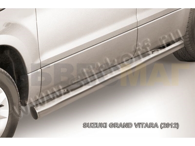 Пороги труба 76 мм серебристая для Suzuki Grand Vitara № SGV12005S