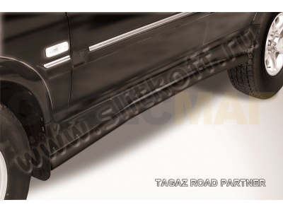 Пороги труба 57 мм с гибами чёрная Slitkoff для Тагаз Road Partner 2008-2011
