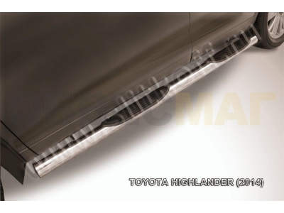 Пороги труба с накладками 76 мм серебристая для Toyota Highlander № THI14-008S