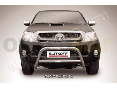 Кенгурятник 57 мм низкий Slitkoff для Toyota Hilux 2005-2011