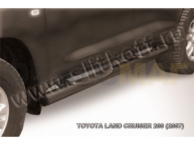 Пороги труба с накладками 76 мм чёрная для Toyota Land Cruiser 200 № TLC2-015B