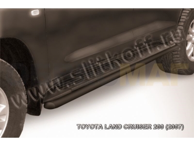 Защита штатных порогов 42 мм чёрная Slitkoff для Toyota Land Cruiser 200 2007-2011