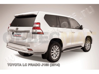Защита заднего бампера двойная 76-42 мм Slitkoff для Toyota Land Cruiser Prado 150 2013-2017